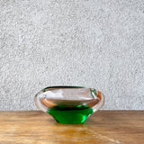 Bohemia glass ash tray, bowl - green pink