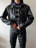 90's leather single bikers jacket