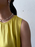 silver wavy rectangle chain necklace
