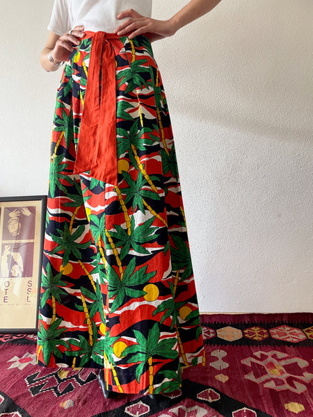 70's cotton palm tree skirt