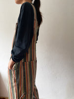 awesome design striped denim overall / 90s Italy