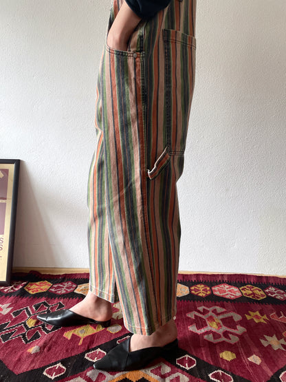 awesome design striped denim overall / 90s Italy