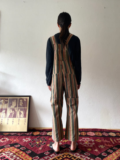 awesome design striped denim overall / 90s Italy