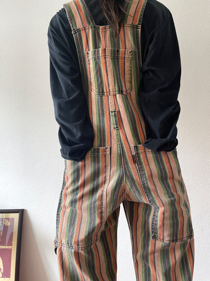 awesome design striped denim overall / 90s Italy