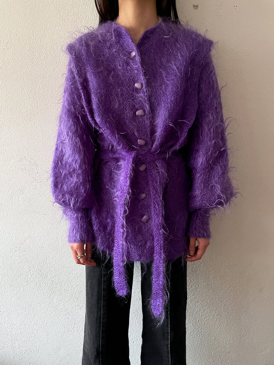 mohair mixed long hair purple
