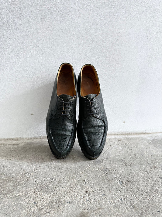 dark green leather shoes