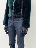 80s leather fur switching jkt