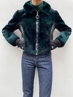 80s leather fur switching jkt