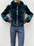 80s leather fur switching jkt