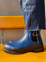 dead stock deep blue wellington boot