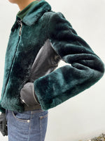 80s leather fur switching jkt