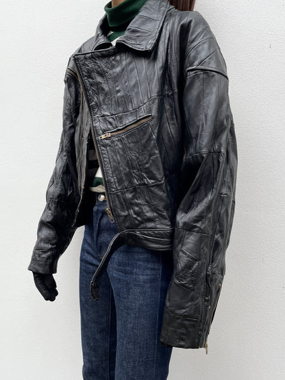 80s black leather jkt