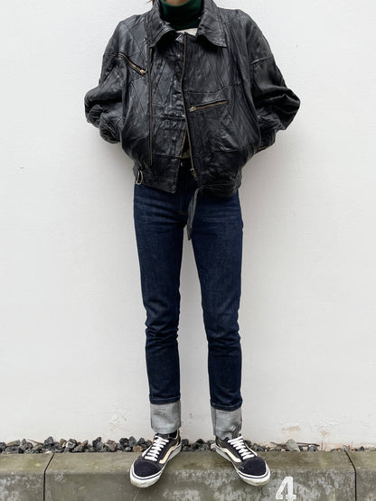 80s black leather jkt