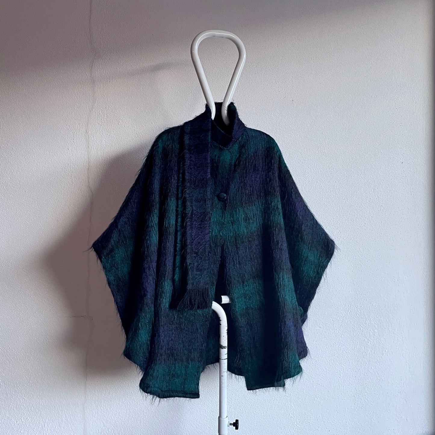 LOCHCARRON mohair wool black watch tartan poncho