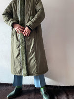 khaki green padding hooded coat