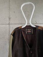 90's leather and wool cardigan