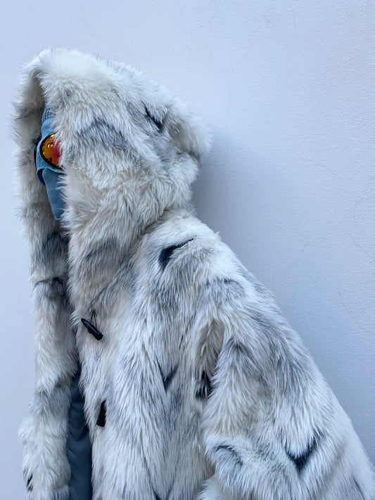 hooded fur coat made in England