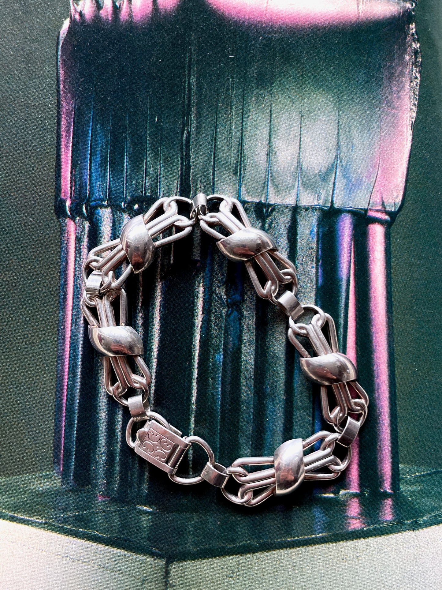 Silver 835 botanical chain bracelet