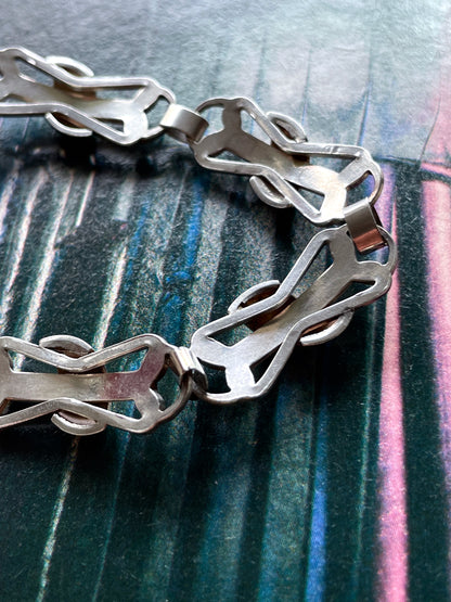 Silver 835 botanical chain bracelet