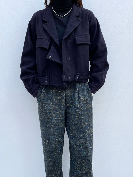 80s Italy wool cropped jacket