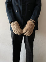 vintage france leather × real fur glove