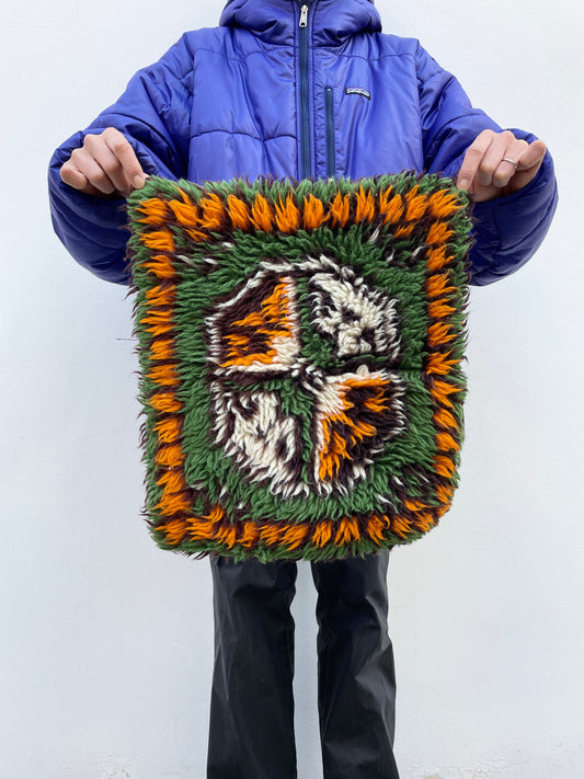 70's handmade mini rug