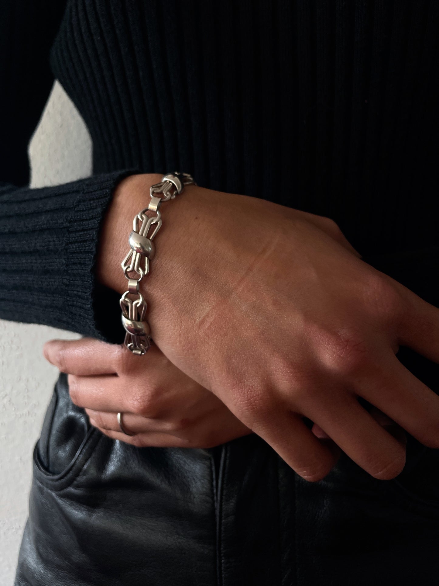 Silver 835 botanical chain bracelet