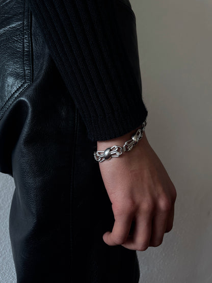 Silver 835 botanical chain bracelet