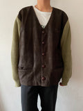 90's leather and wool cardigan
