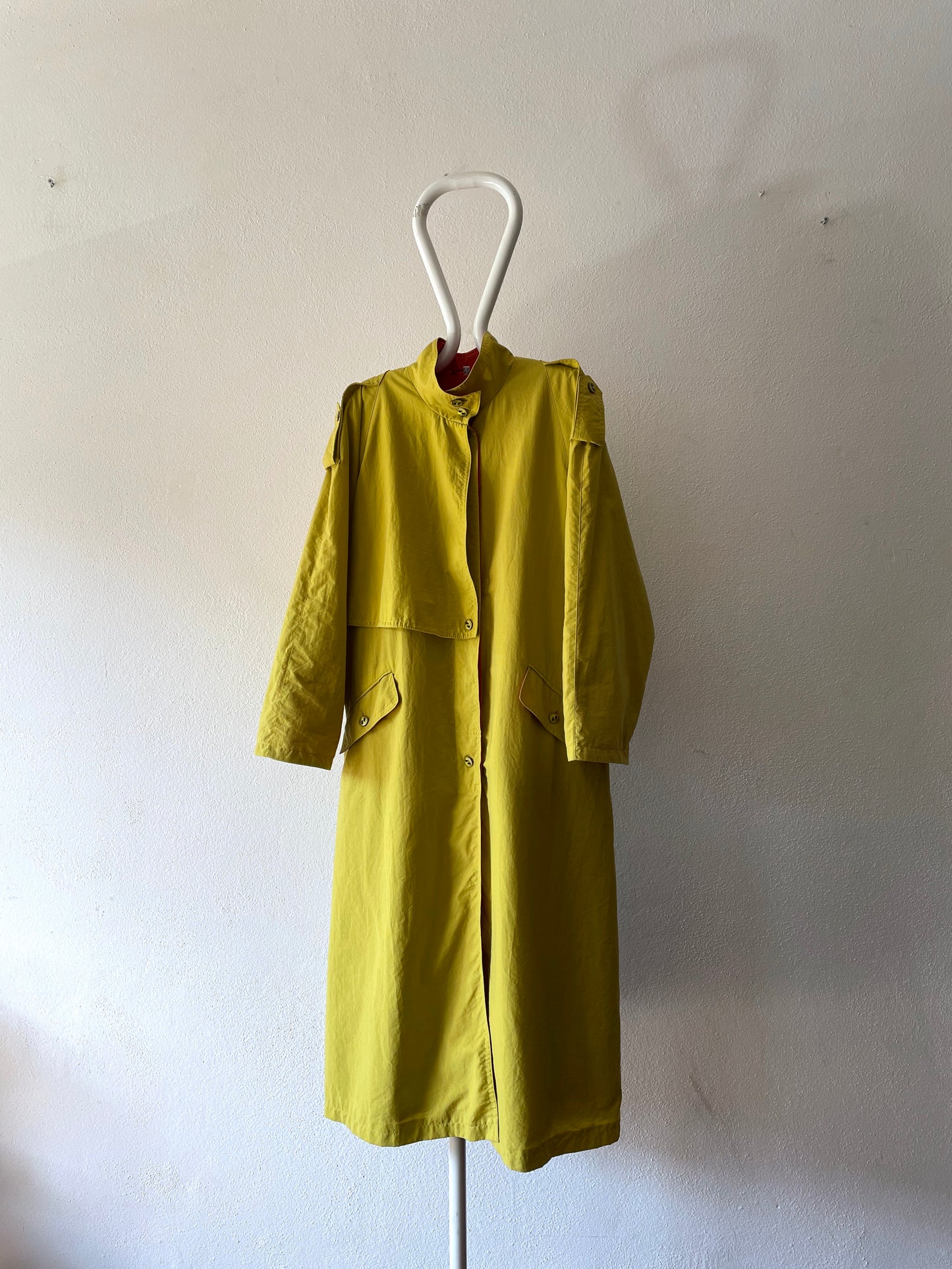 mustard nylon trench coat