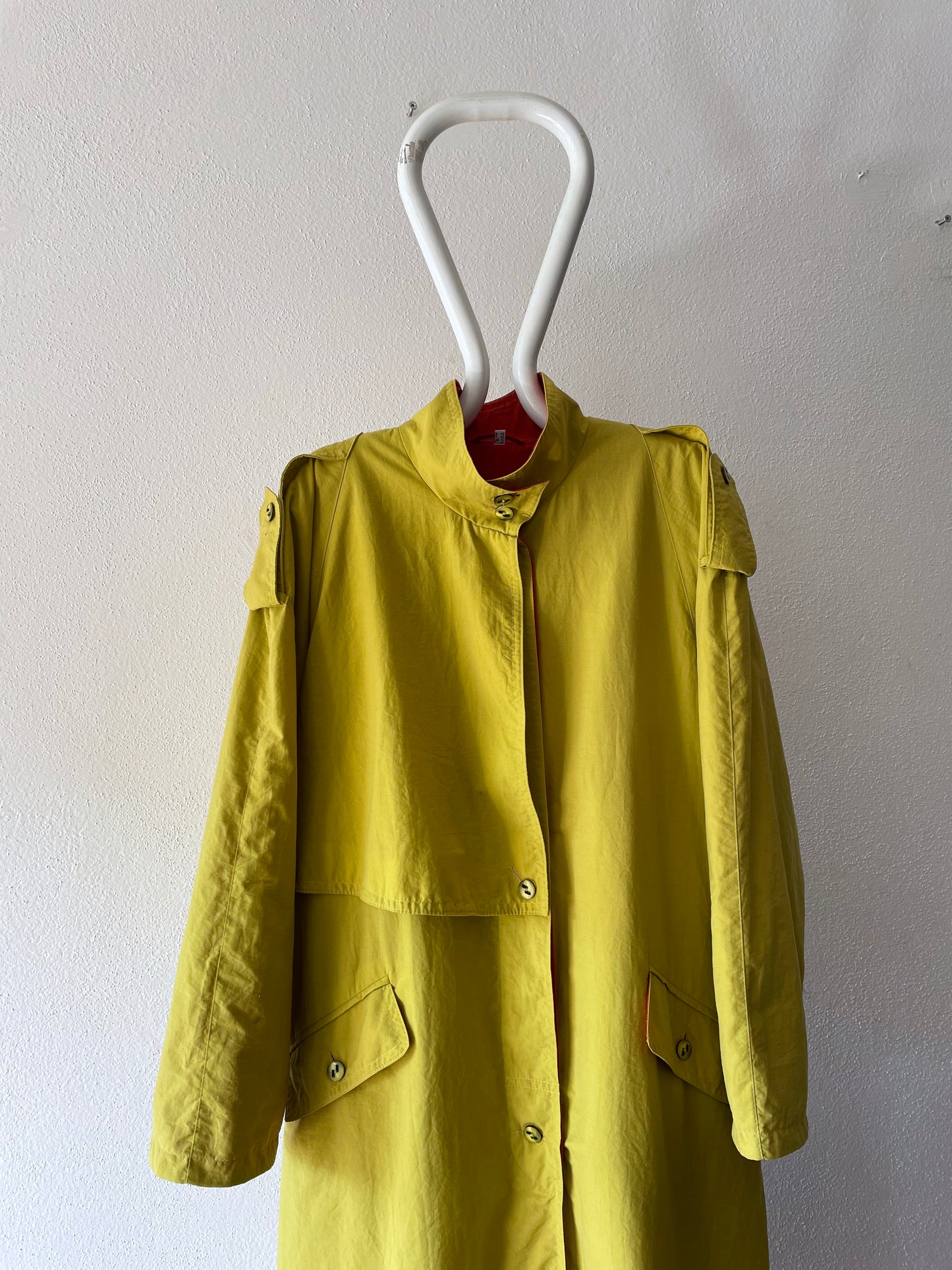 mustard nylon trench coat