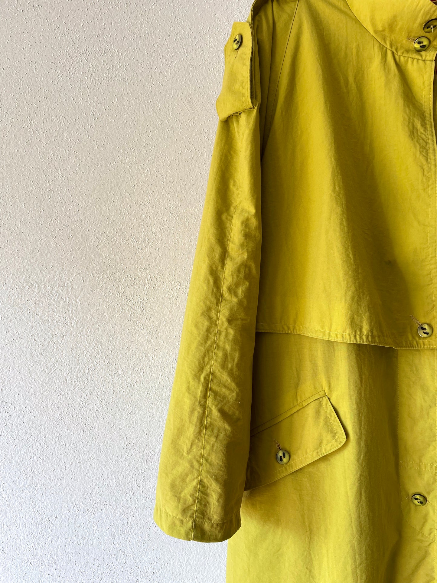 mustard nylon trench coat