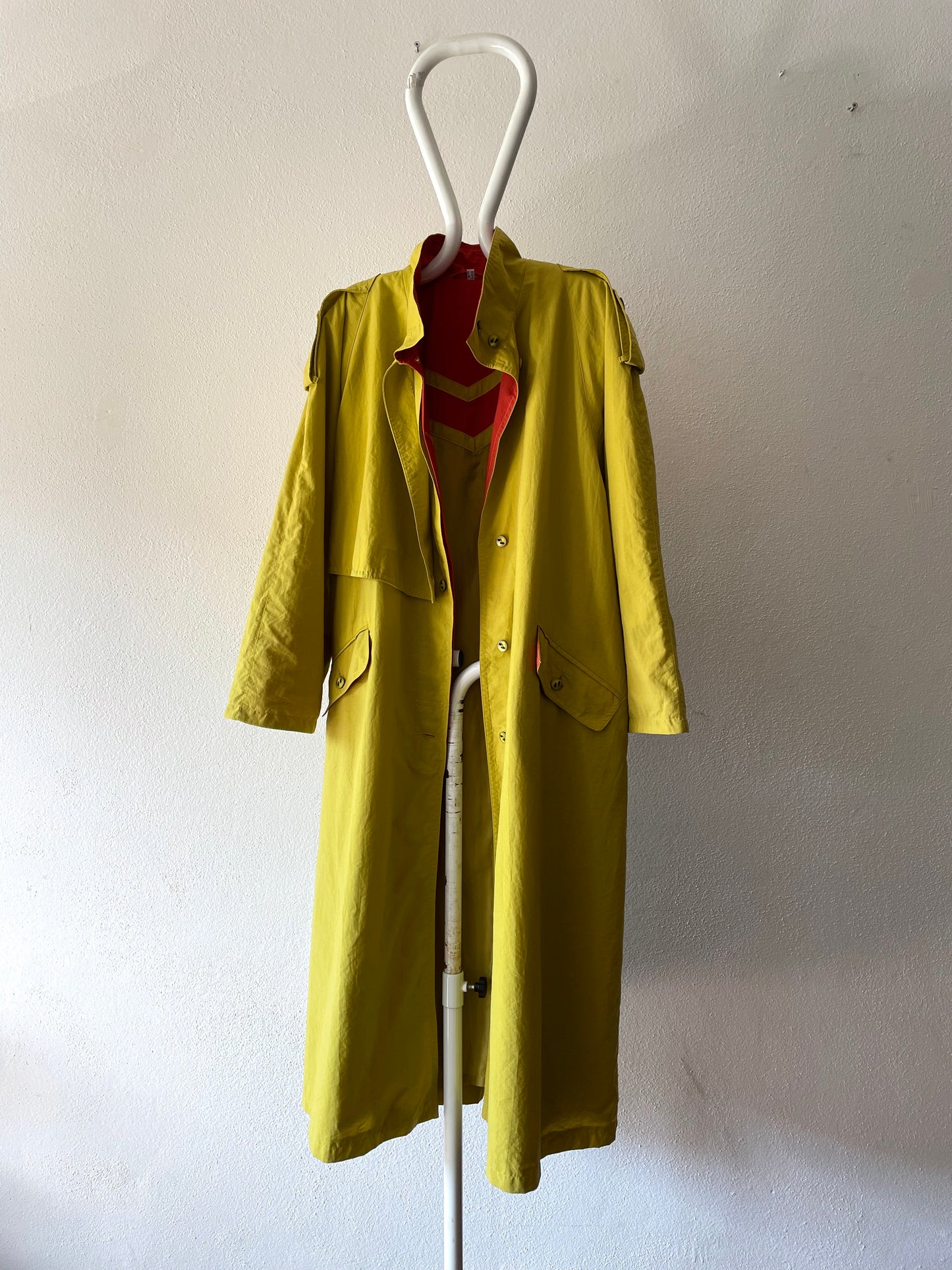 mustard nylon trench coat