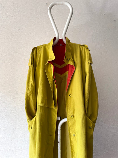 mustard nylon trench coat