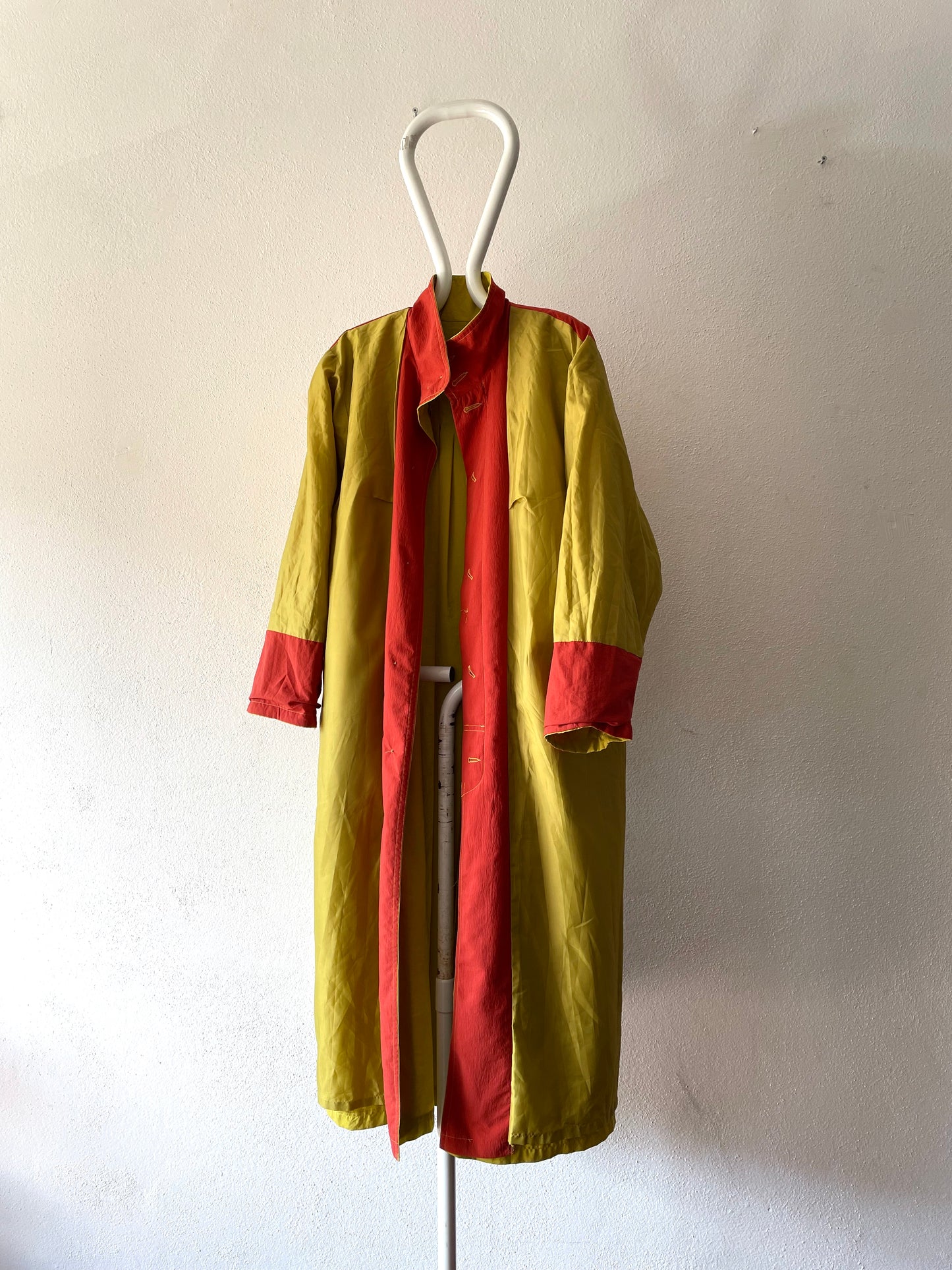 mustard nylon trench coat