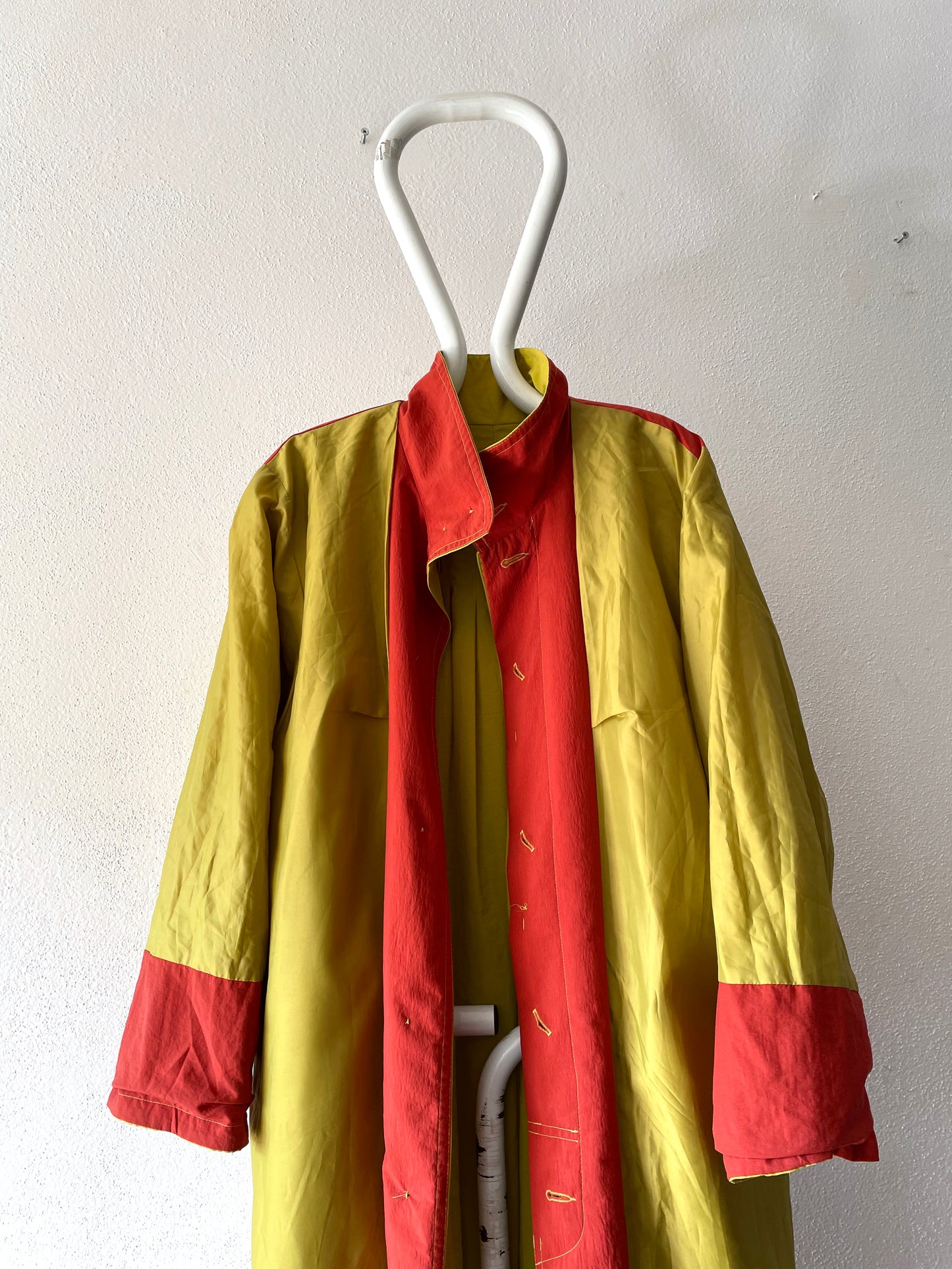 mustard nylon trench coat