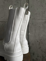 solid white middle boots