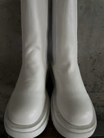 solid white middle boots
