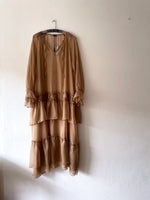 milk brown tiered chiffon dress