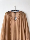 milk brown tiered chiffon dress