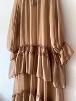 milk brown tiered chiffon dress