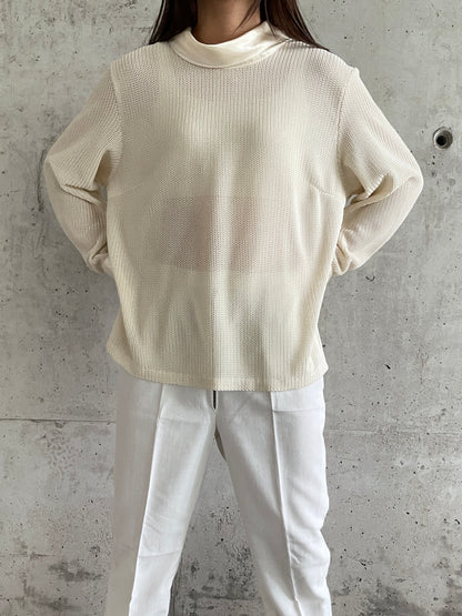 mesh shirt cream white