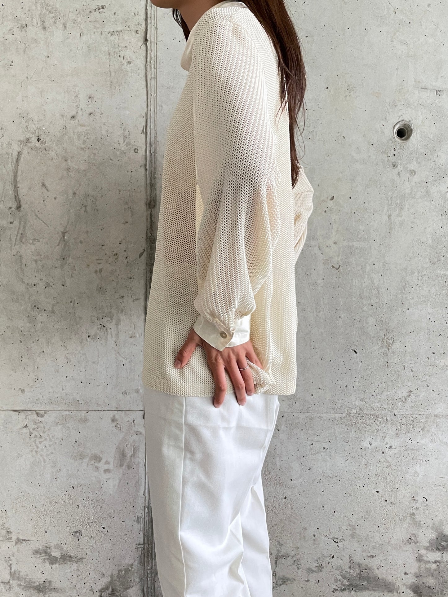 mesh shirt cream white