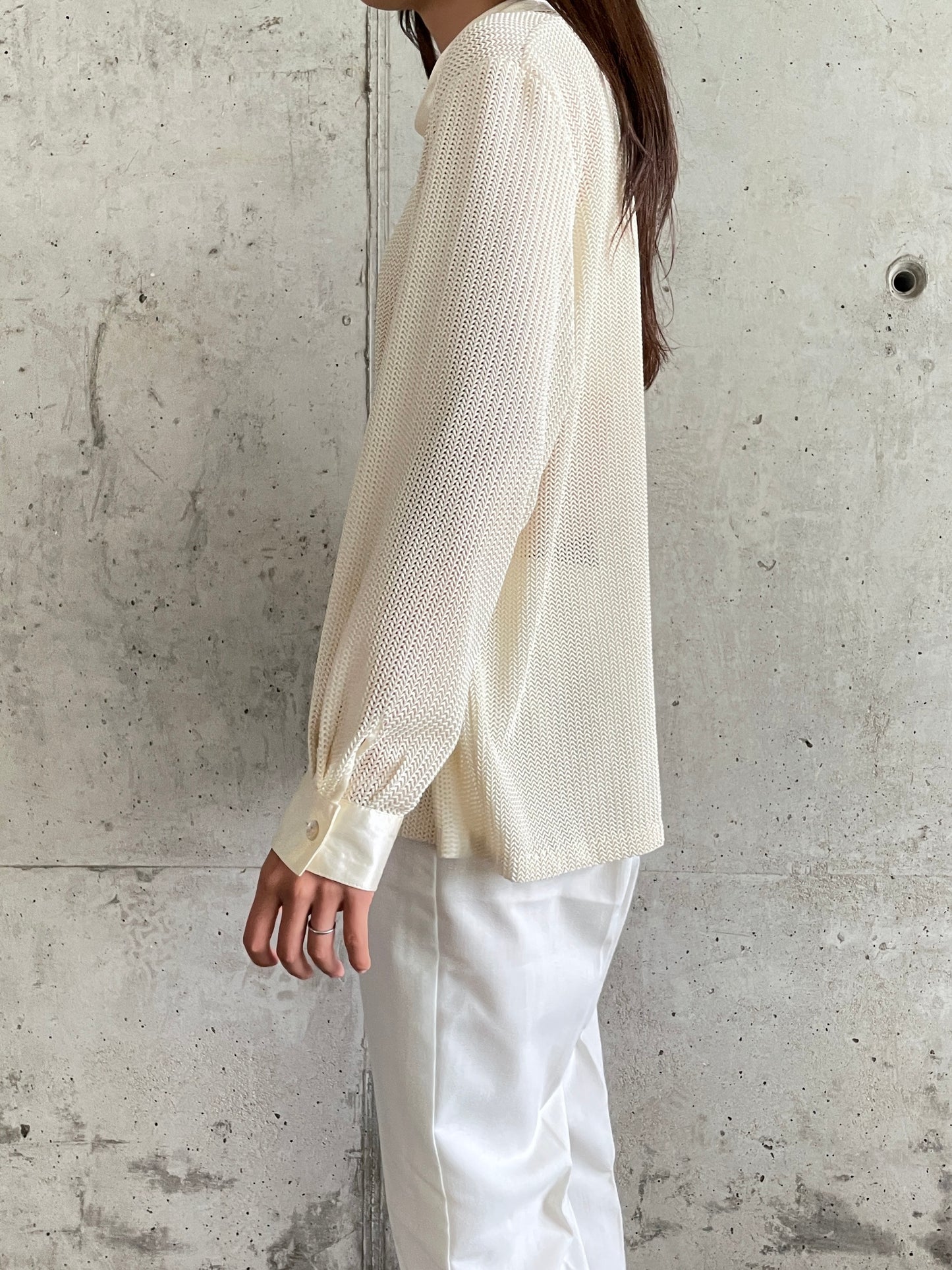 mesh shirt cream white