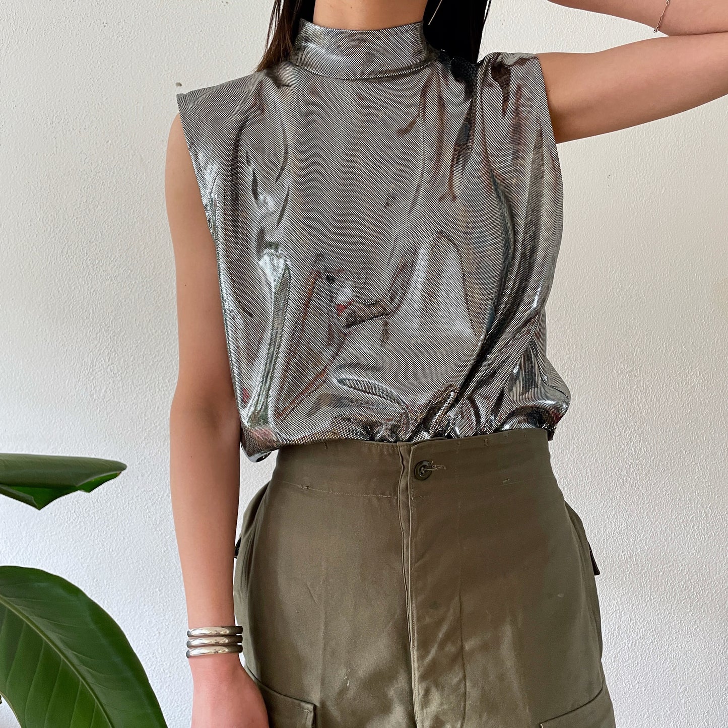 metallic python top