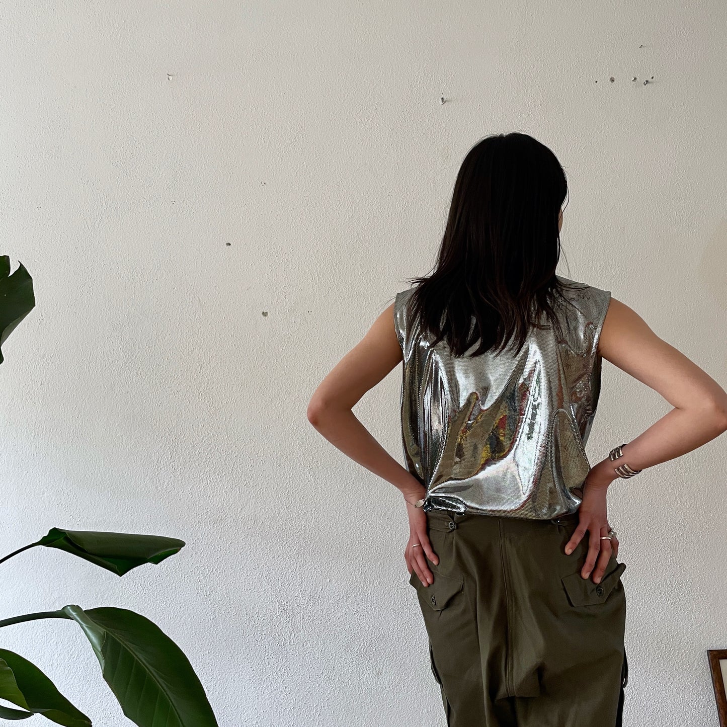 metallic python top