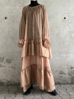 milk brown tiered chiffon dress