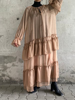 milk brown tiered chiffon dress