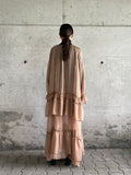 milk brown tiered chiffon dress