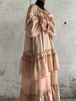 milk brown tiered chiffon dress